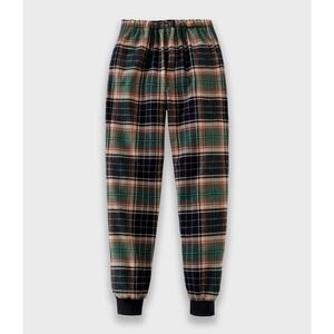 The Vermont Flannel Co Flannel Joggers Pants Earth M High Rise Elasric Waist USA